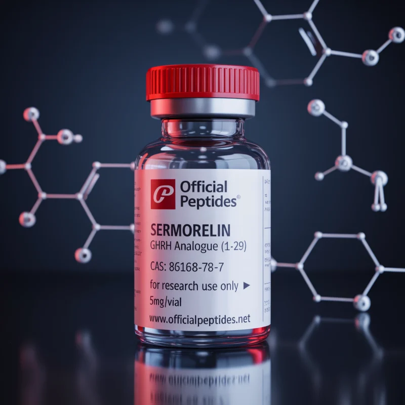 Sermorelin GHRH analogue research peptide vial
